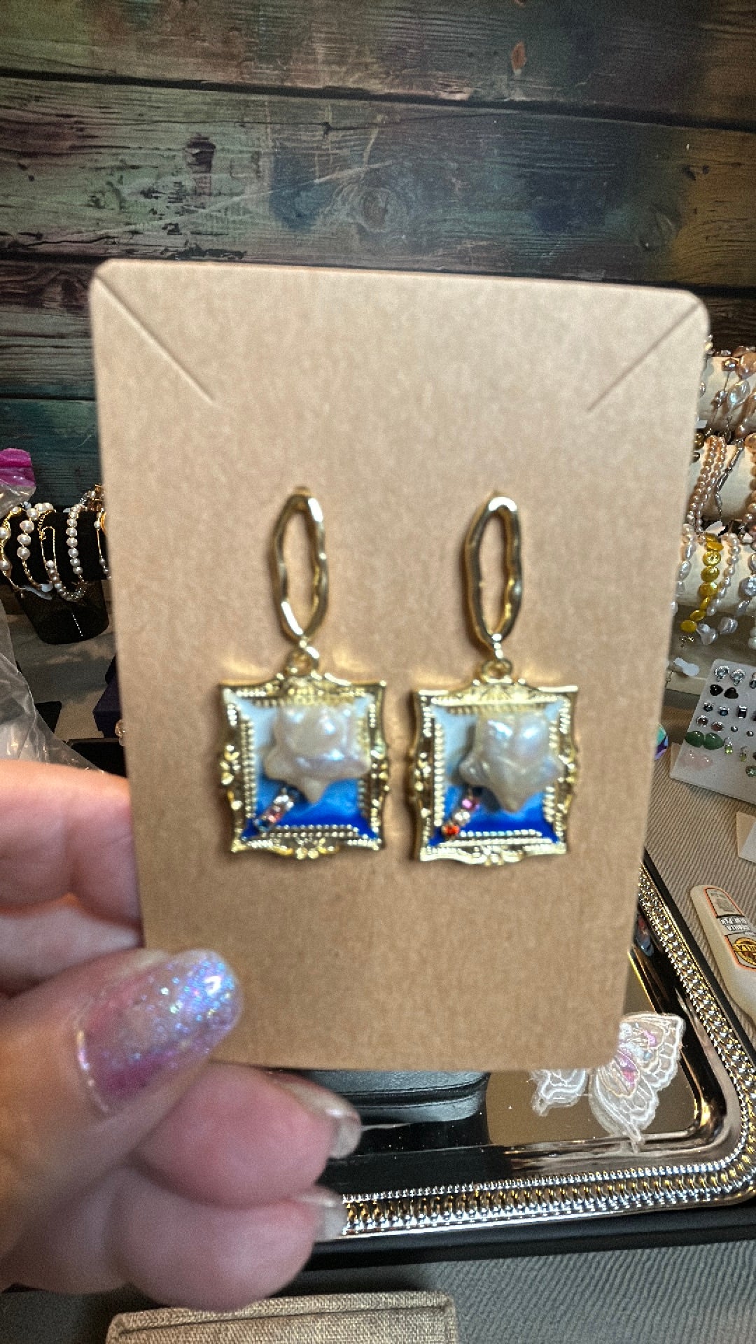 Star Pearl mosaic earrings