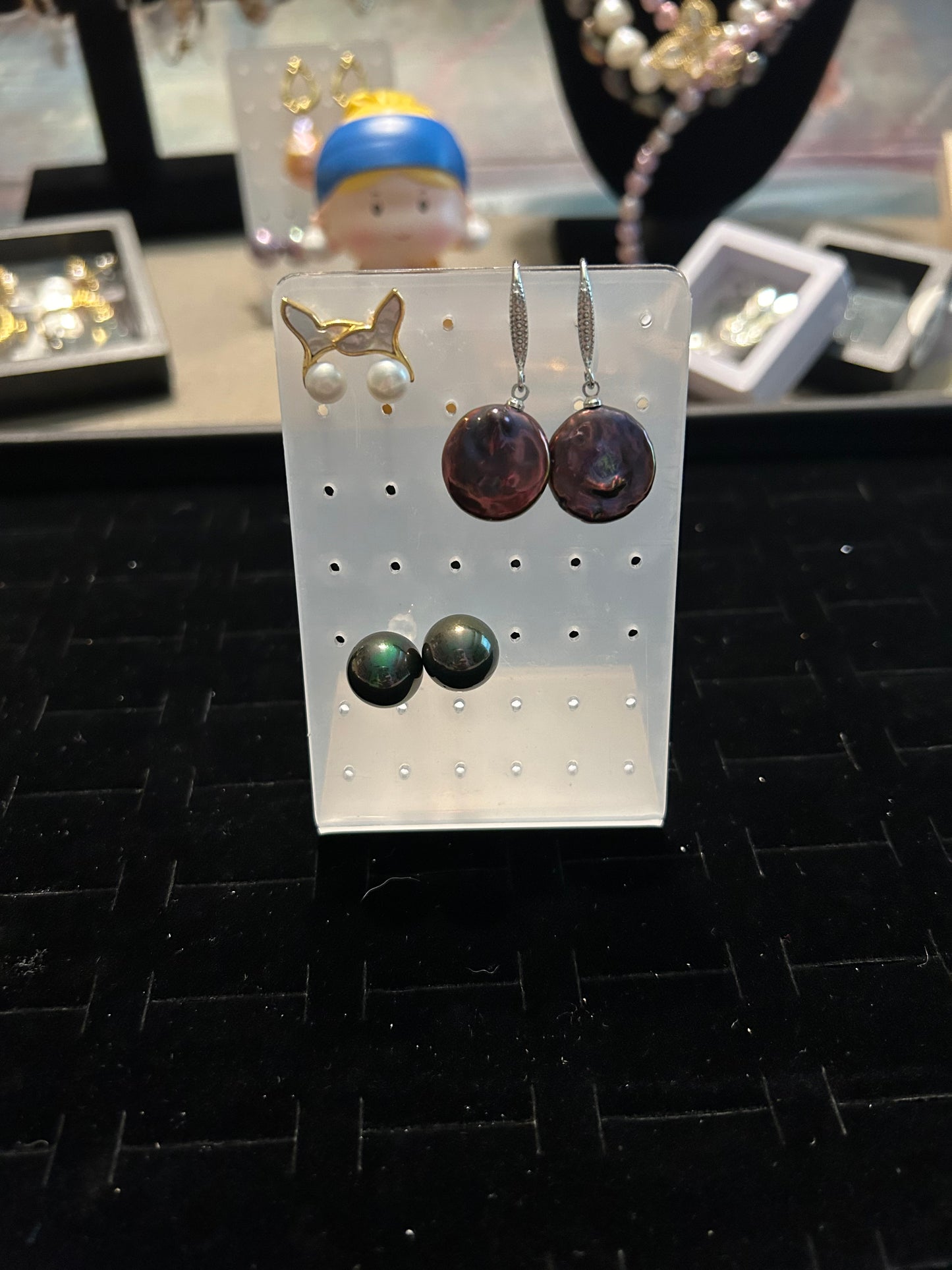 Purple baroque button dangles