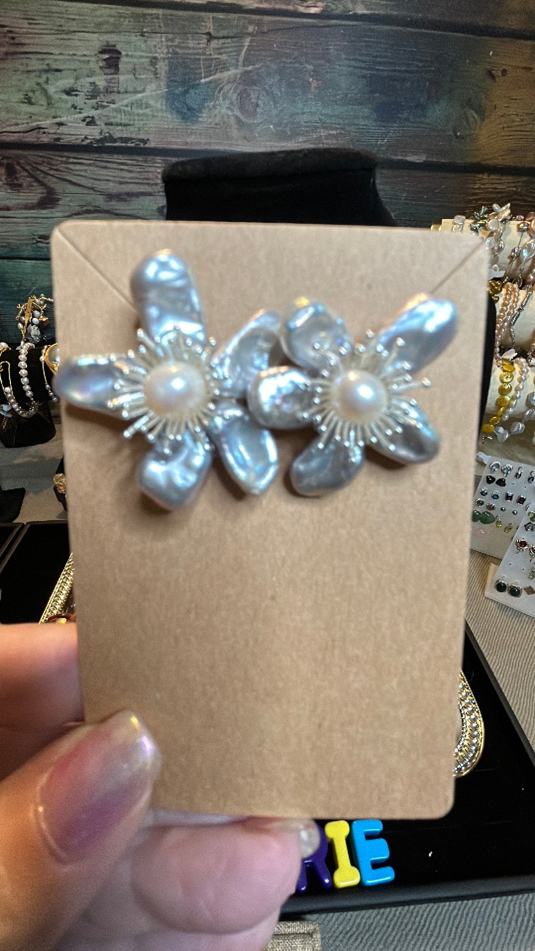 Silver baroque flower earrings
