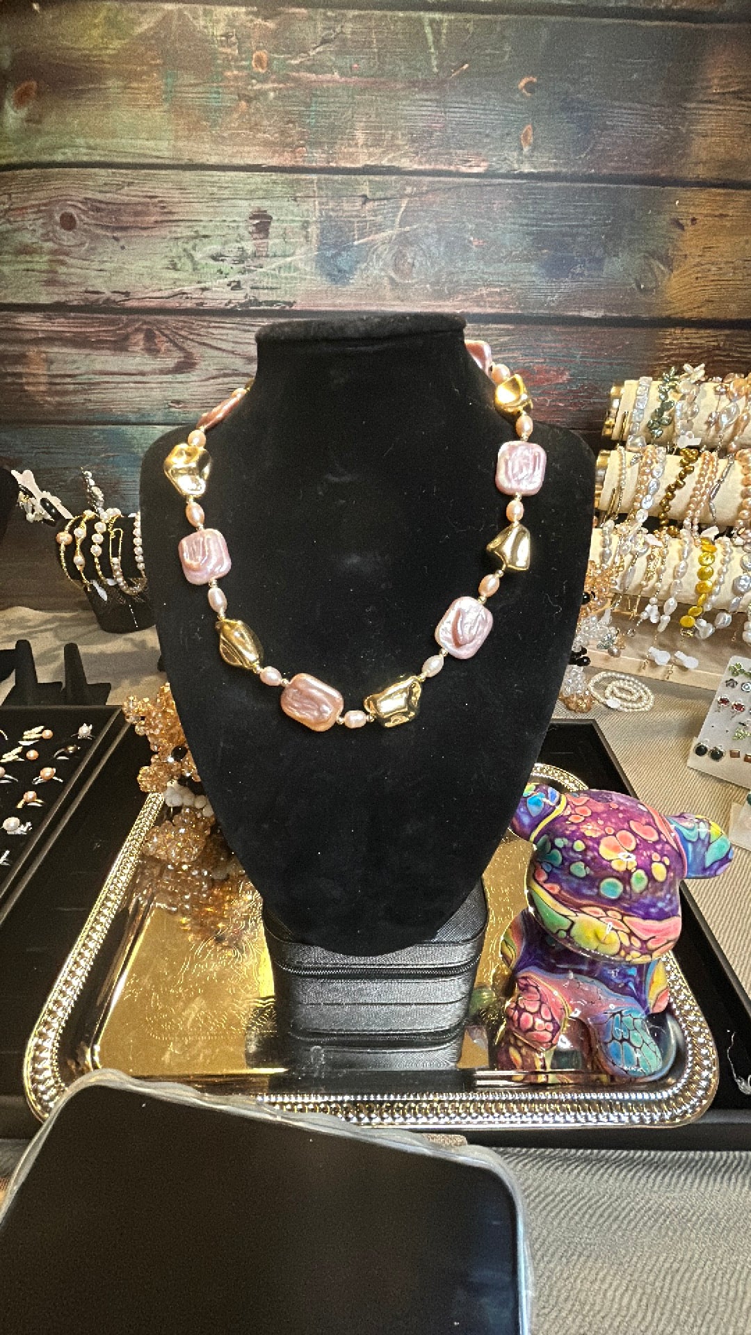 Purple & golden baroque necklace