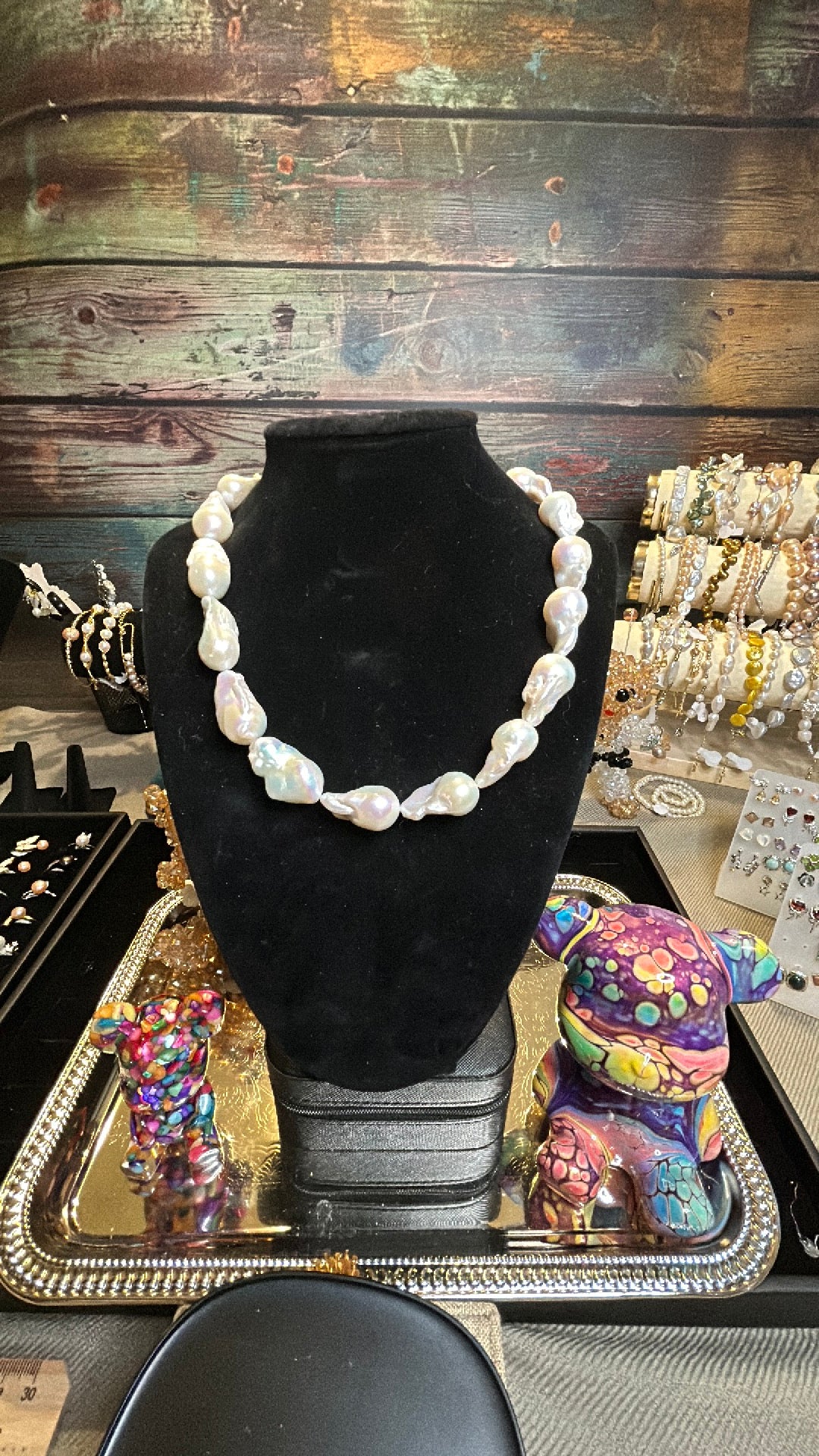 Full strand white baroque necklace