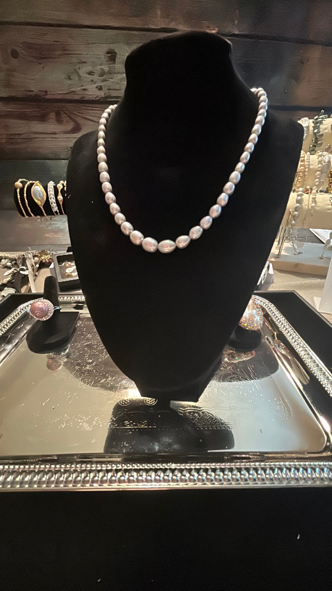 Classic grey freshwater pearl necklace