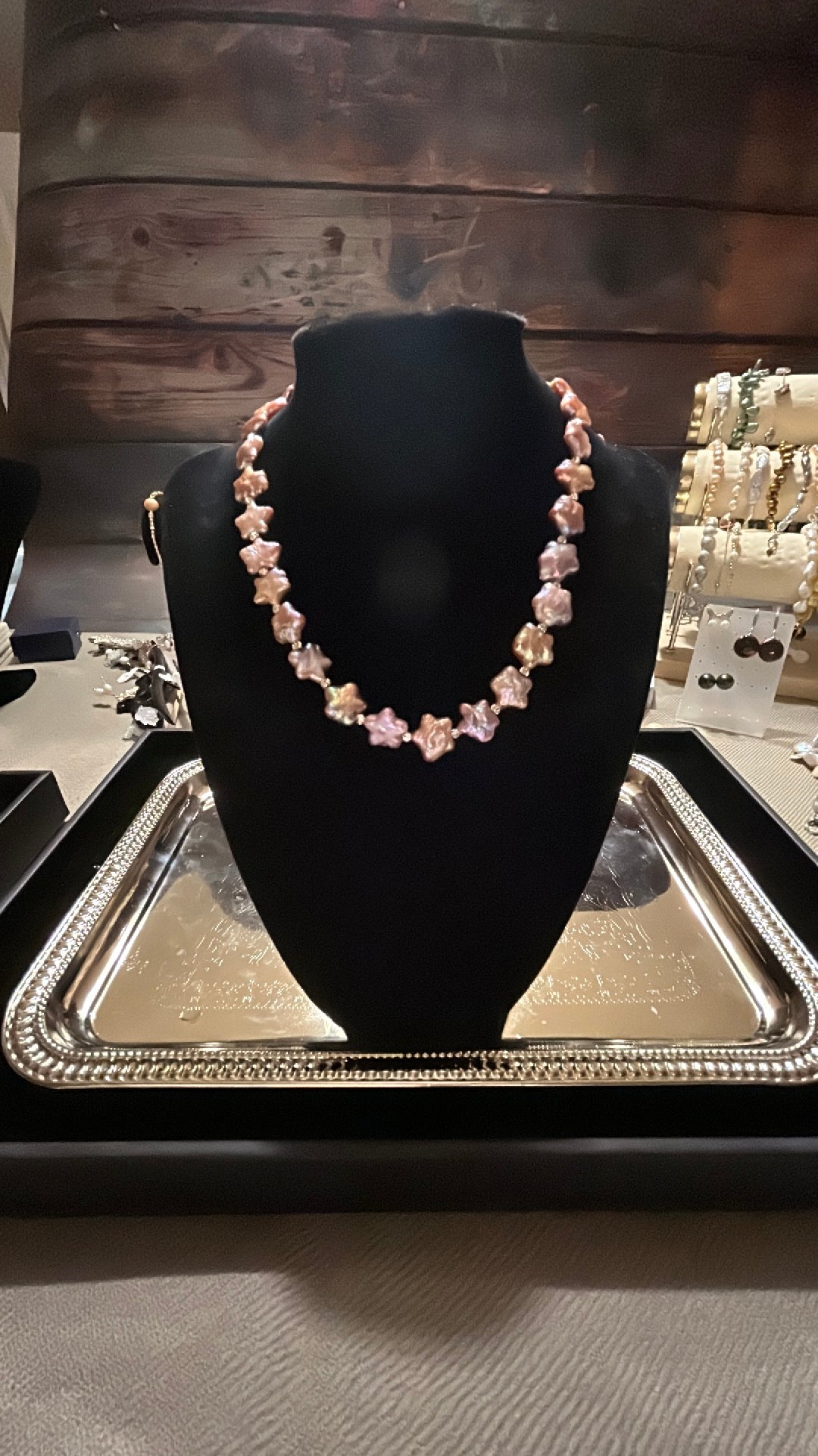 Purple baroque stars necklace
