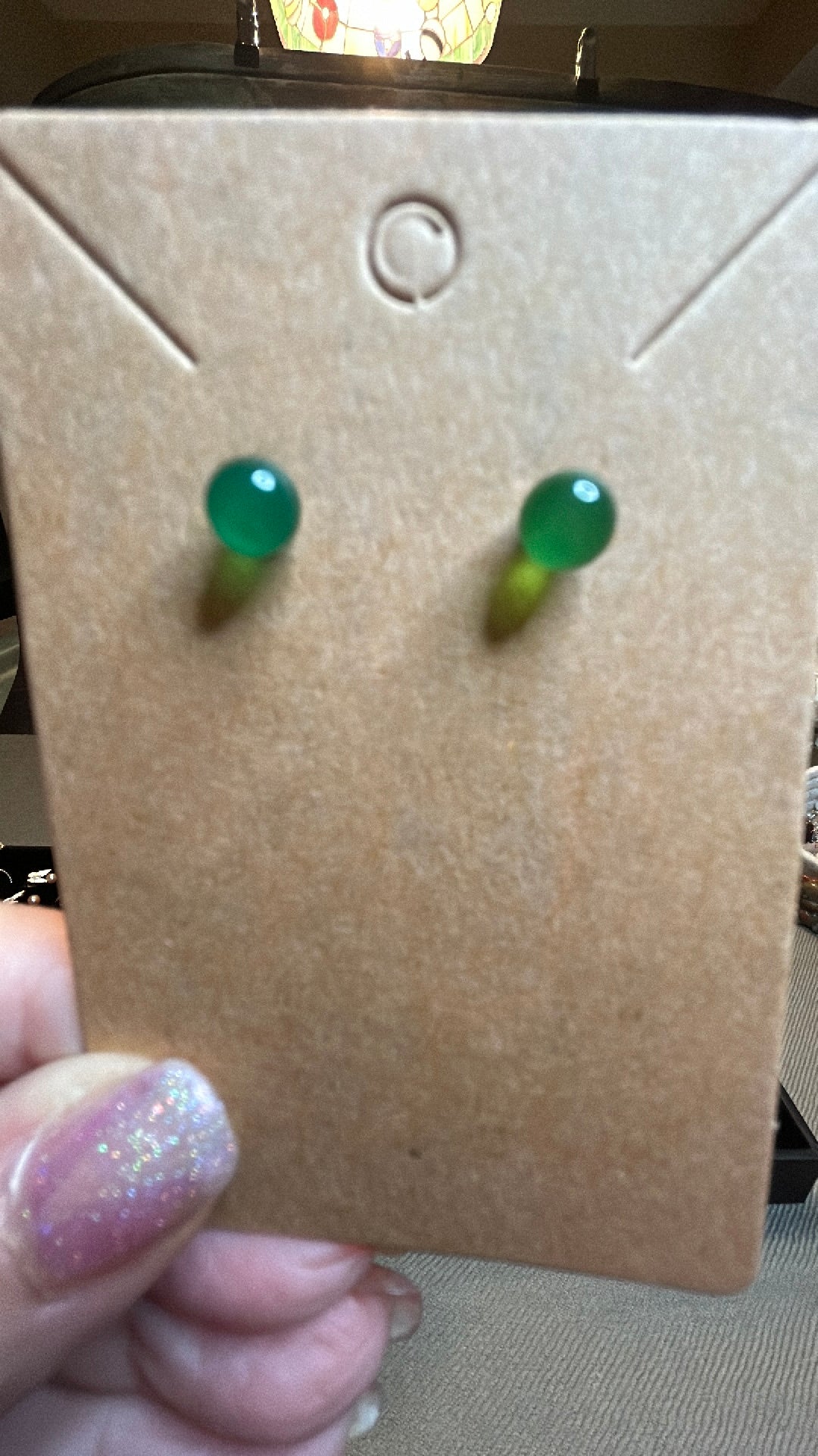 Green jade earrings