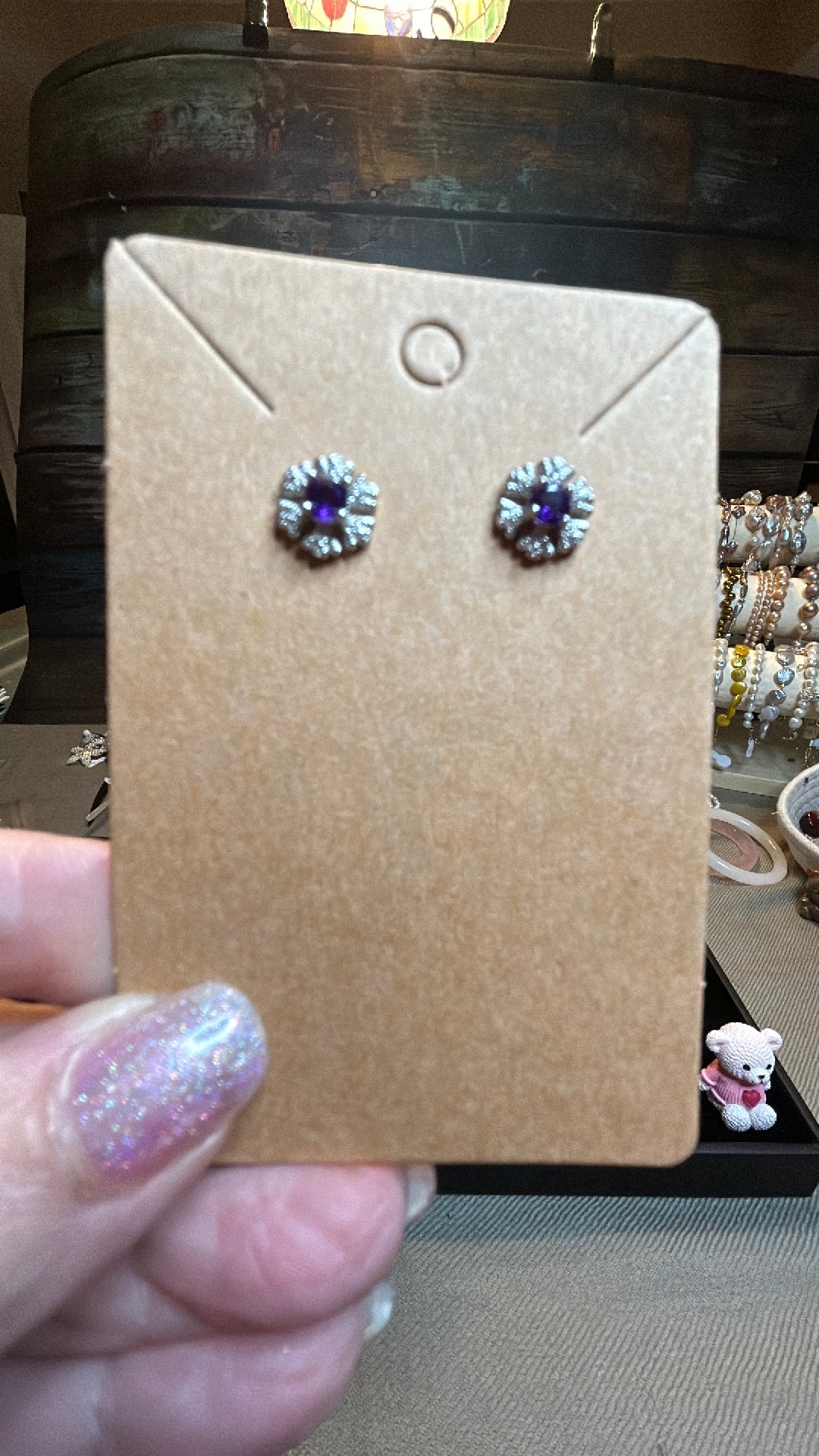 Floral with CZ amethyst earrings