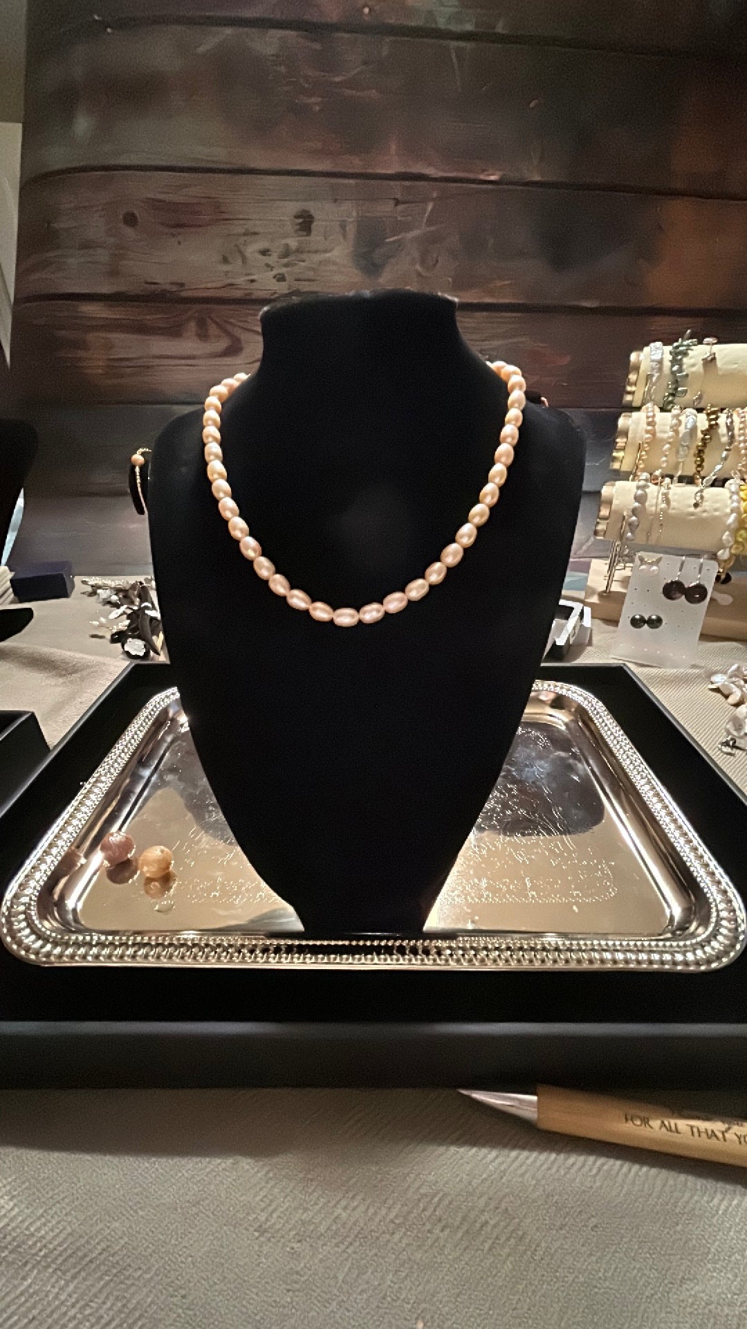 Peach freshwater pearl necklace