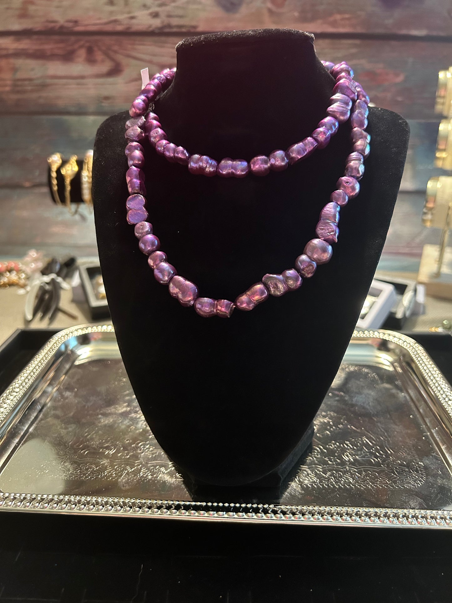 Long purple baroque necklace