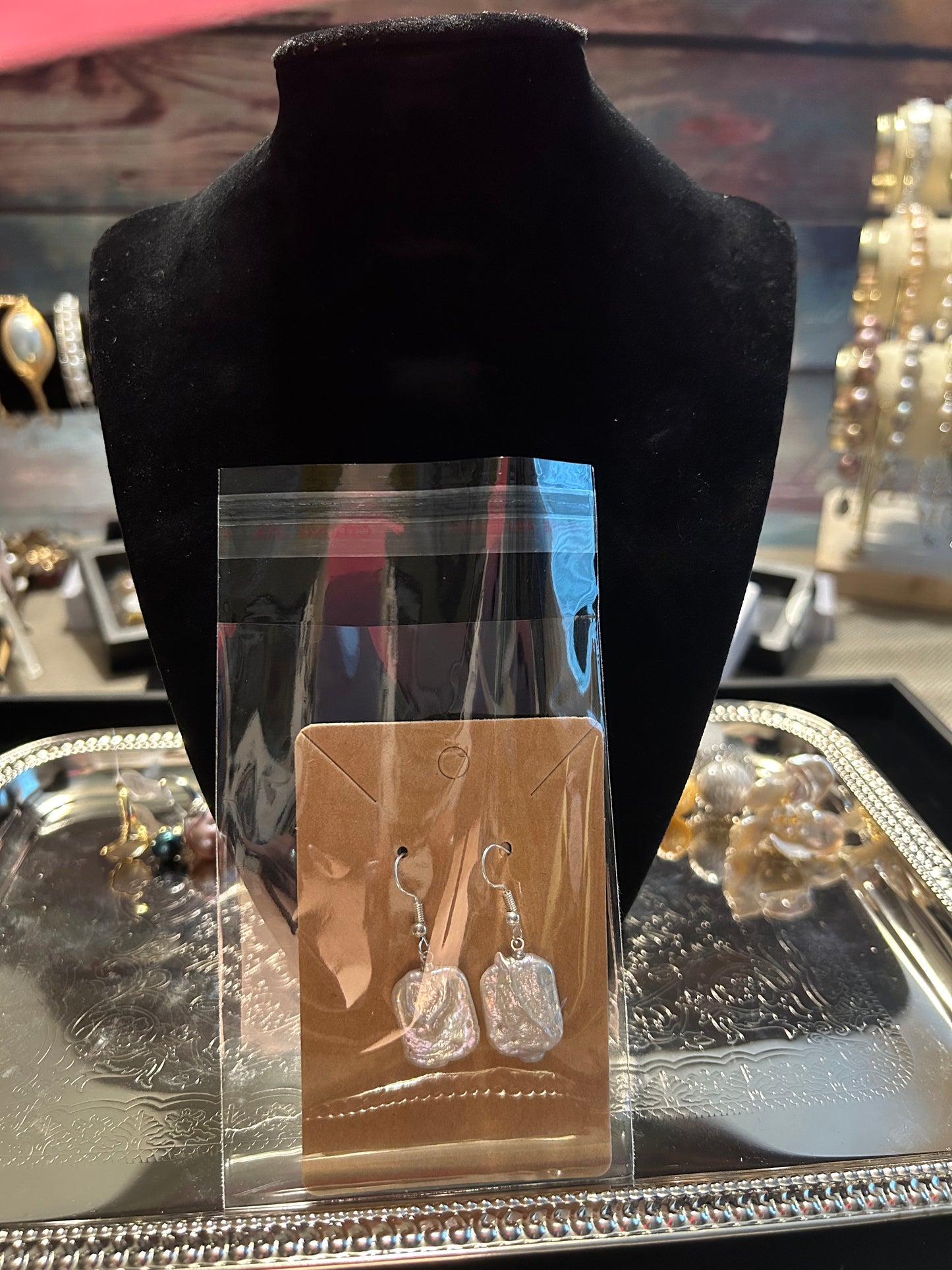 Rectangular baroque earrings