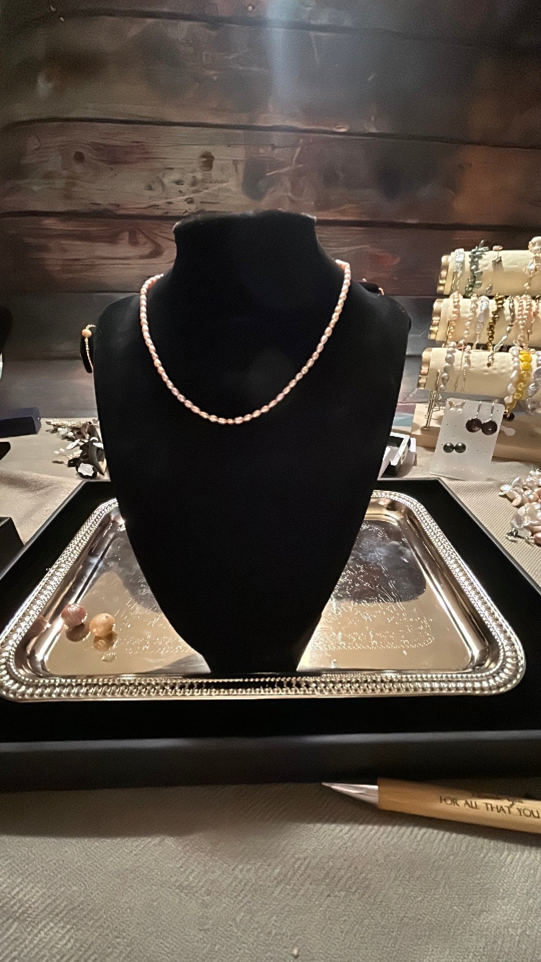Pink tiny baby freshwater pearl necklace