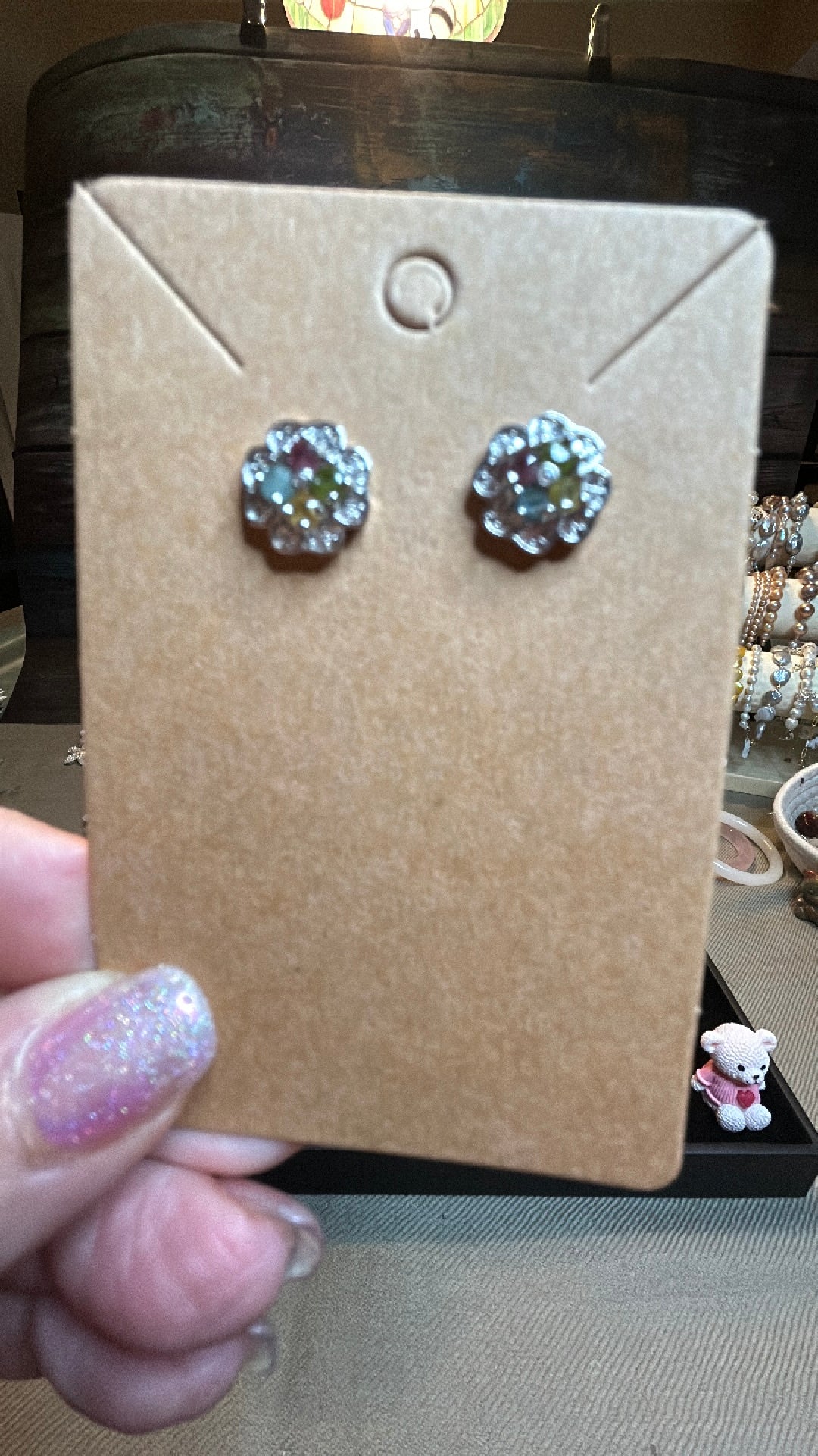 Multi gemstone floral earrings