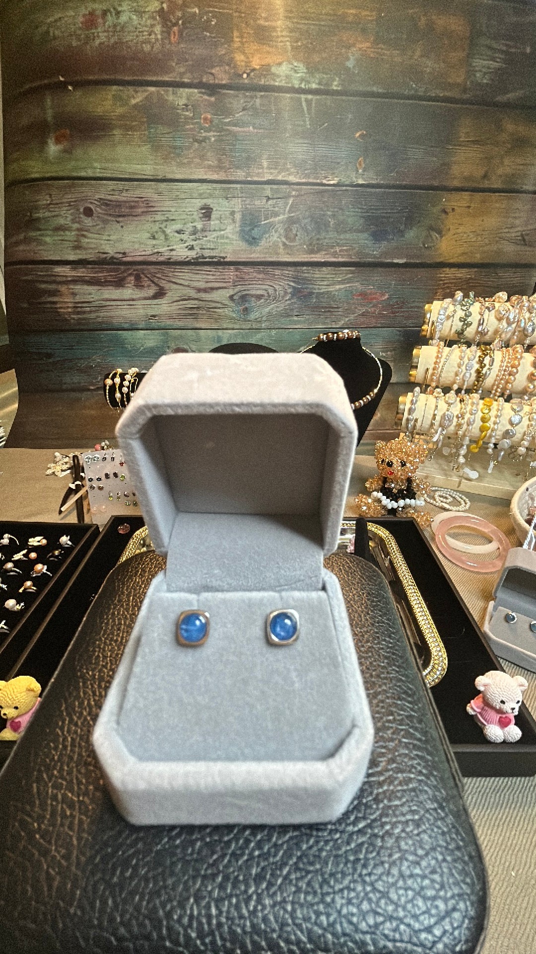 Blue opal earrings