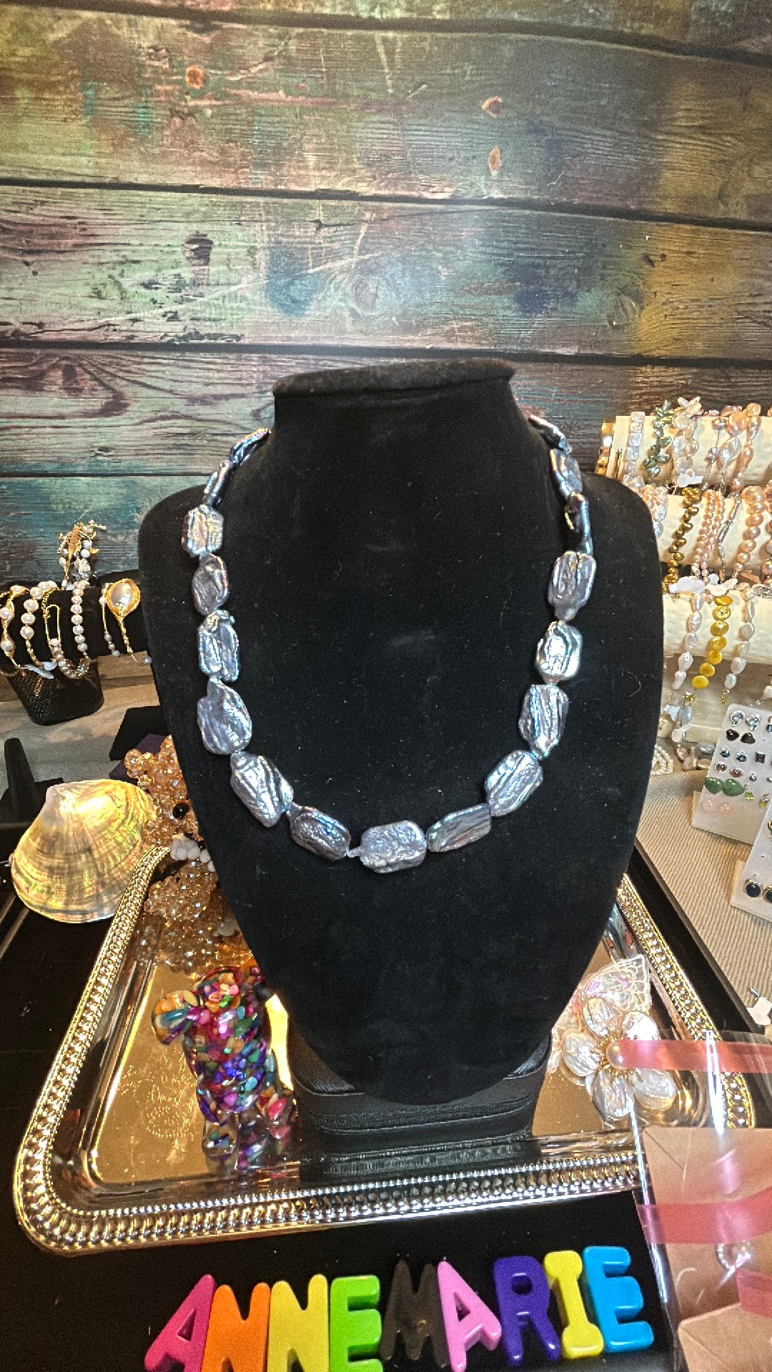 Rare blue baroque simple necklace