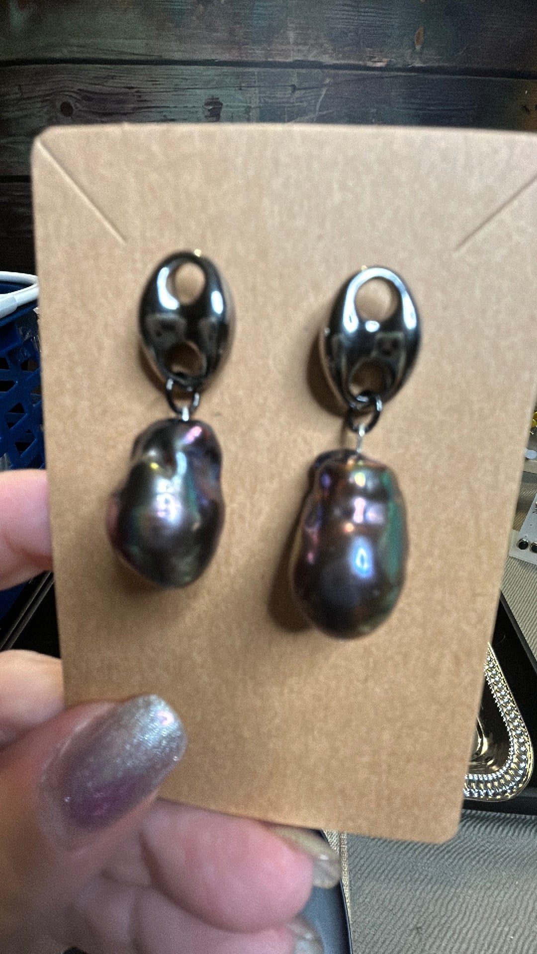 Gorgeous dark purple baroque earrings