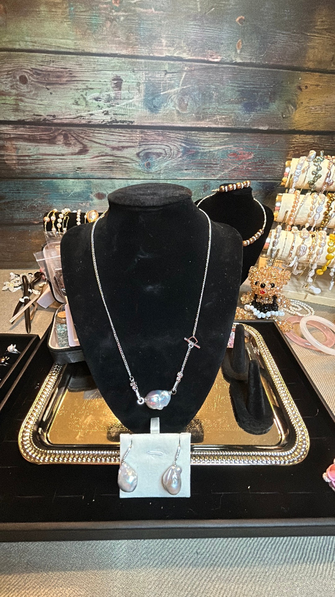 Perfectly matched Siler baroque necklace & earrings set