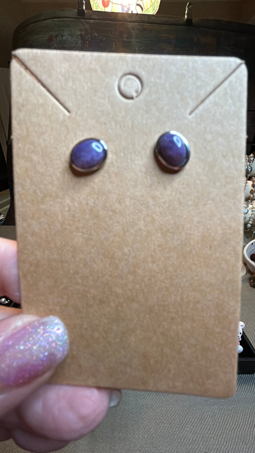 Oval amethyst earrings