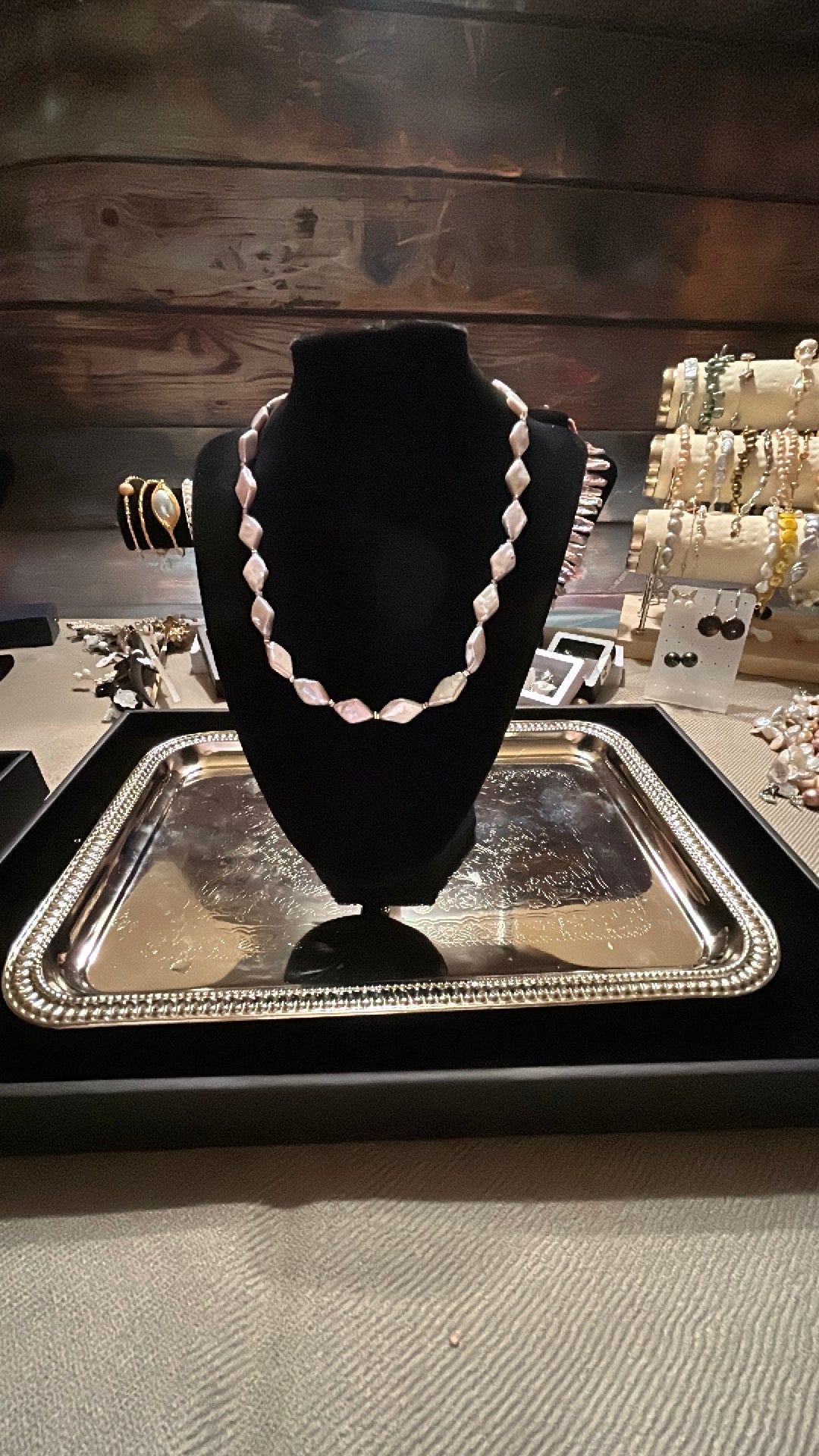 Purple diamond shaped full baroque necklace