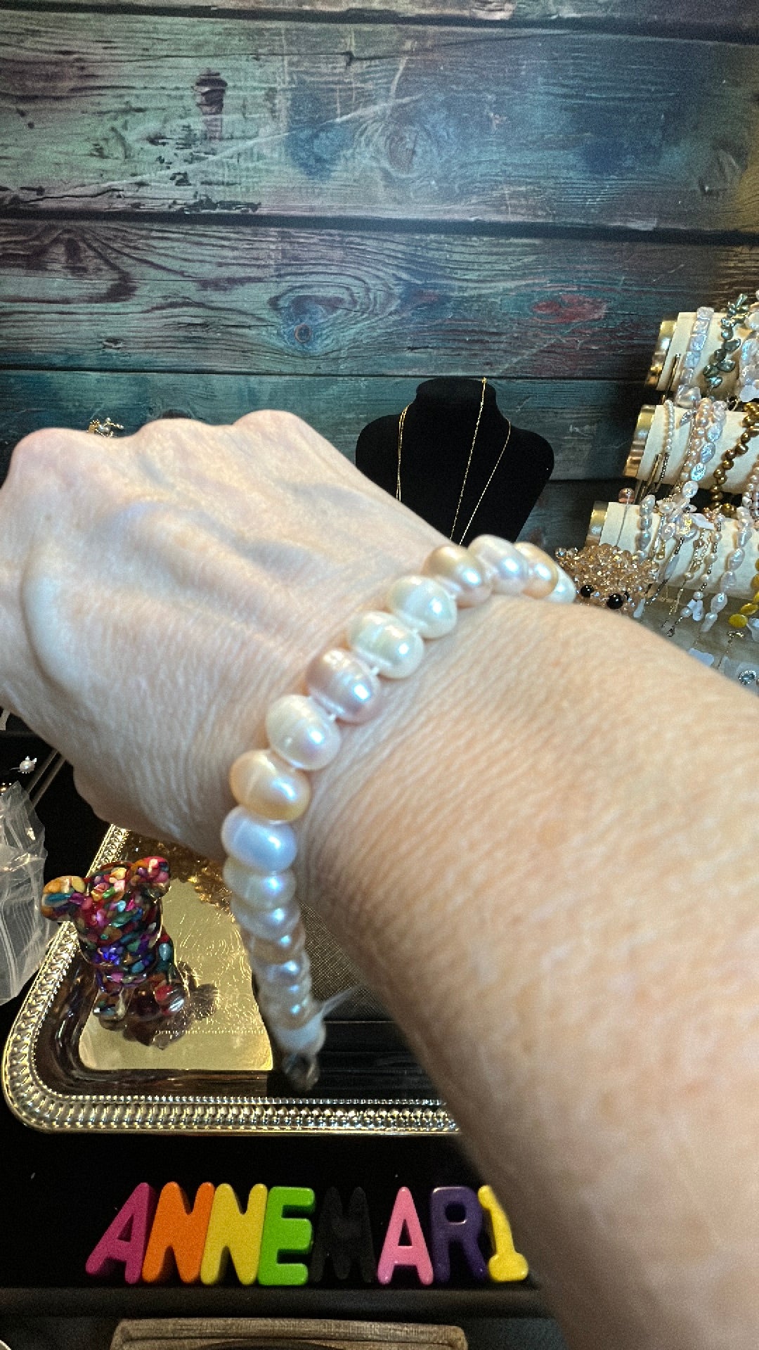 Multicolor natural pearl bracelet