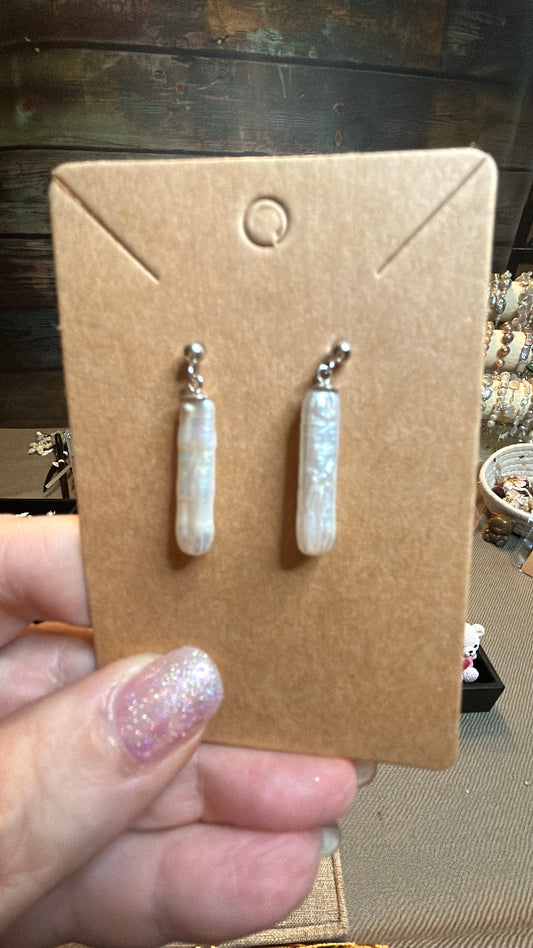Kashi or white stick baroque earrings