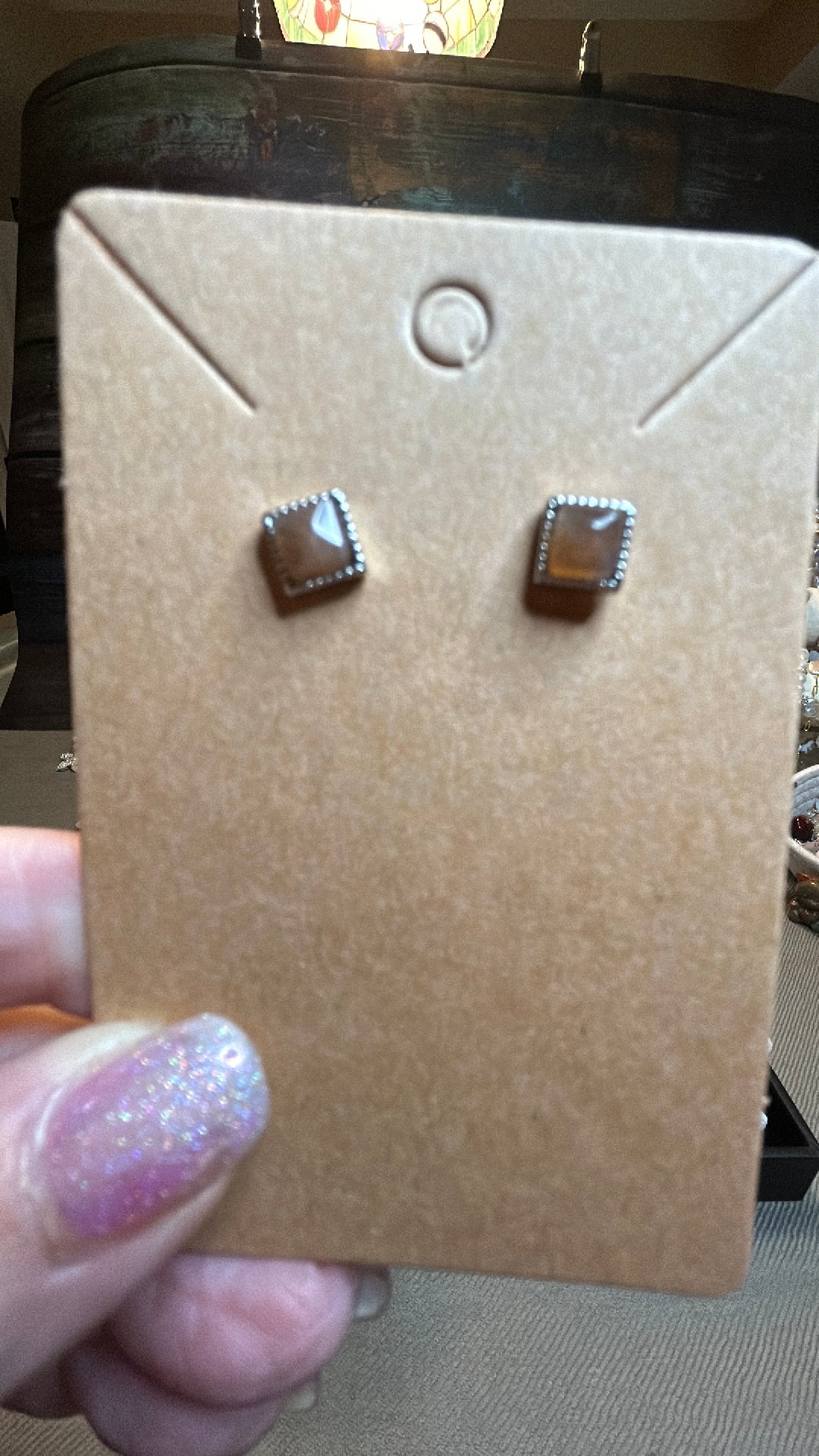 Square Smokey quartz earrings