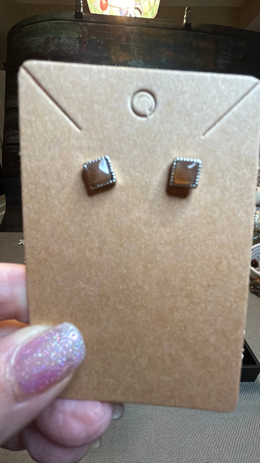 Square Smokey quartz earrings