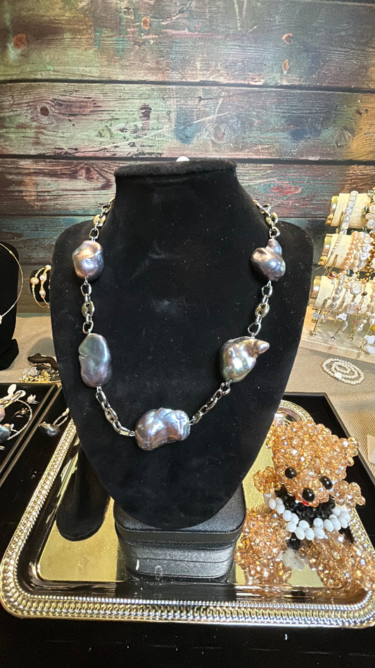Rare jumbo sized blue baroque necklace