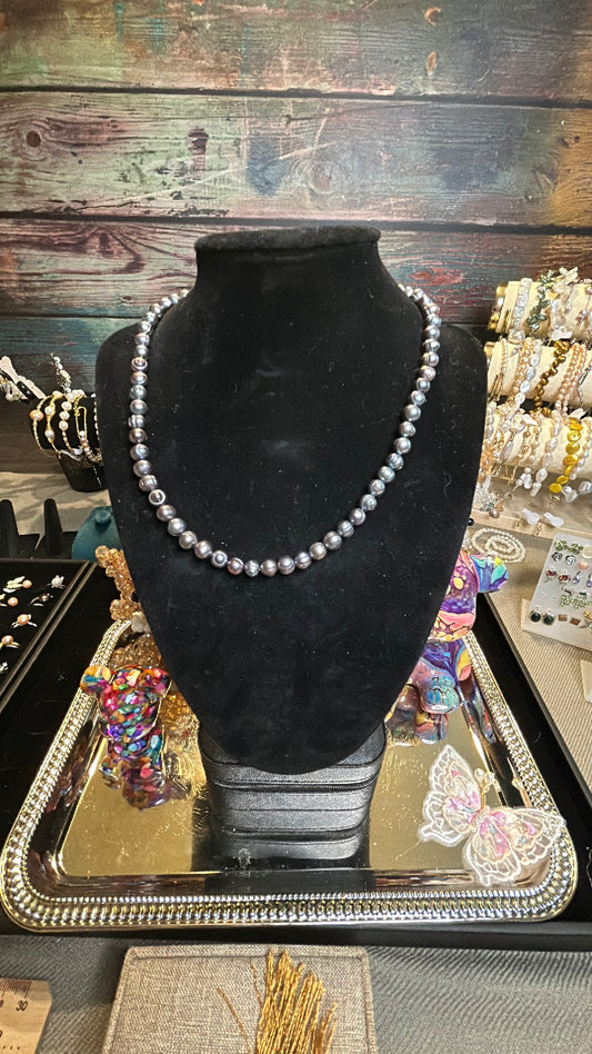 Grey rainbow freshwater pearl necklace