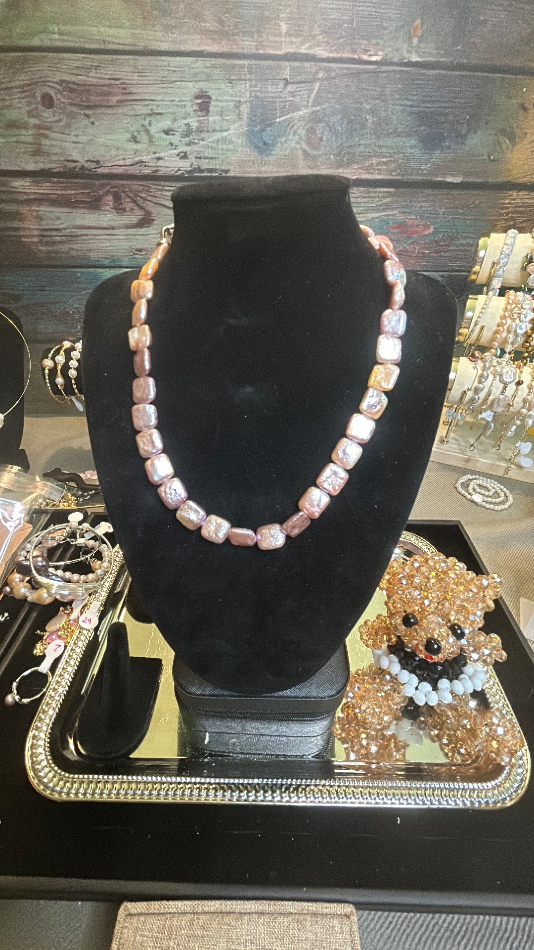 Square high quality purple baroque necklace