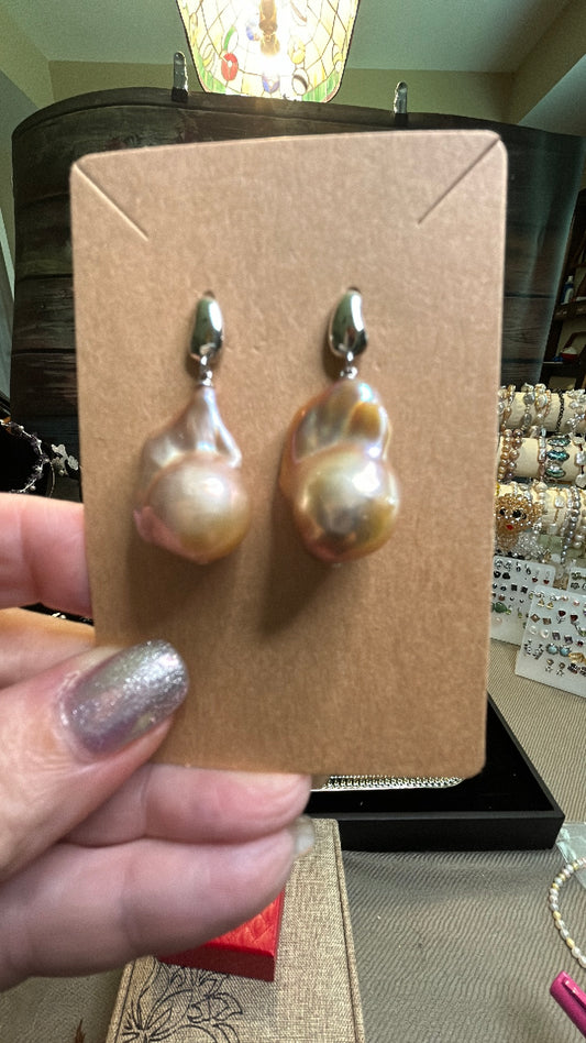 Large golden baroque earrings