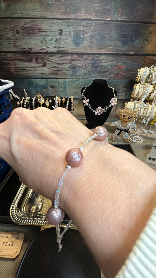 Purple dragon scale & white crystal bracelet