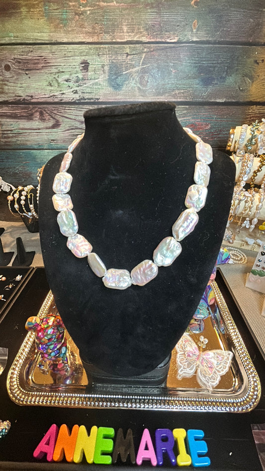 Rainbow hued baroque necklace