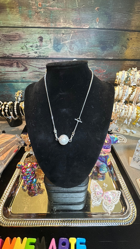 Giant silver dragon scale pearl necklace