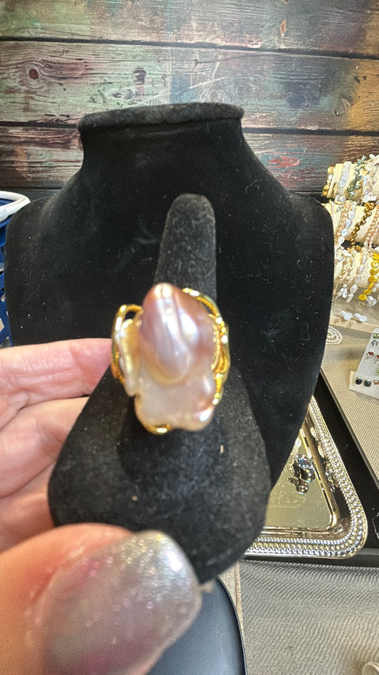 Large purple baroque adjustable ring