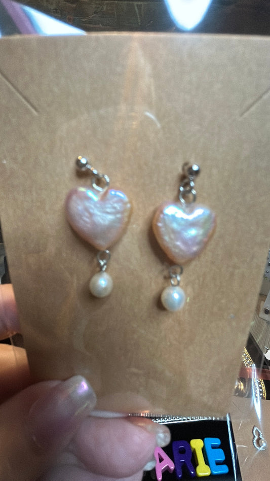 Purple Heart shaped baroque earrings