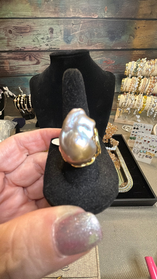 Large lavender statement baroque adjustable ring