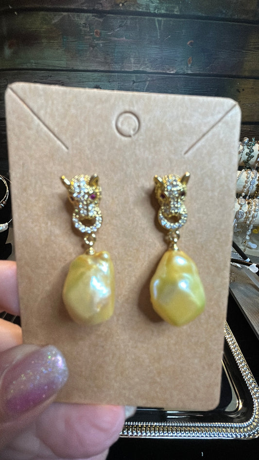 Golden baroque door knocker earrings