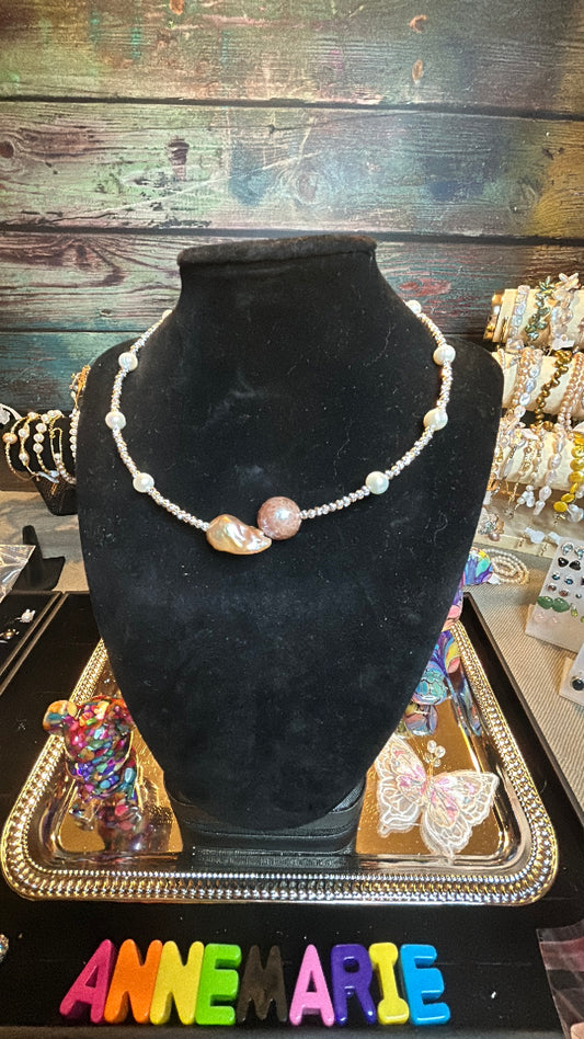 Purple baroque & Edison pearl choker