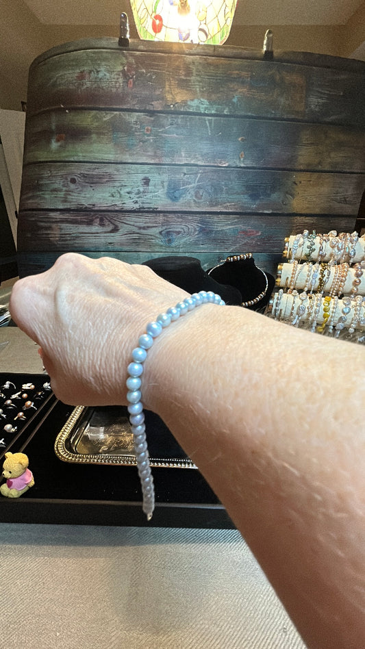 Perfectly matched freshwater pearl blue bracelet