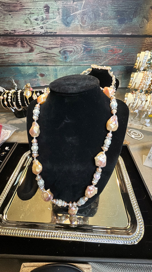 Giant golden baroque with freshwater pearls & baroque pendant