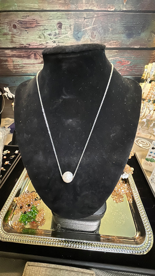 Gorgeous white dragon scale solitaire necklace
