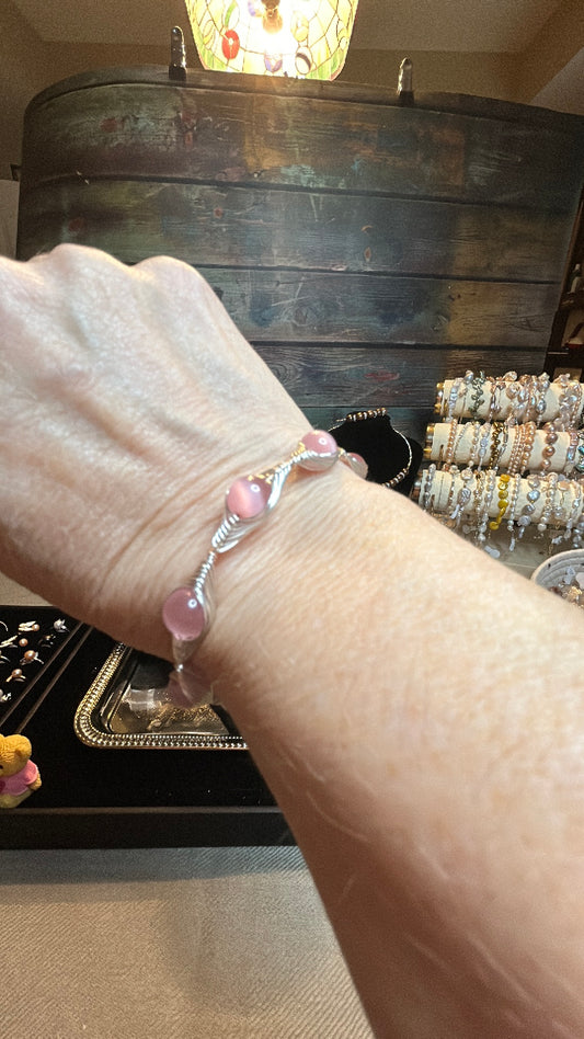 Rose quartz crystal wrapped bracelet