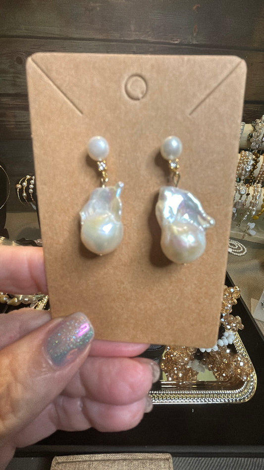 Perfectly matched white baroque earrings