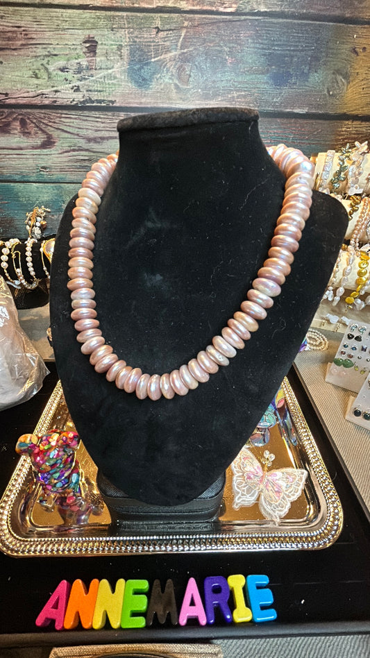 Purple stacked coin baroque necklace