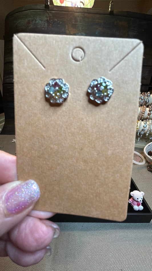 Multi gemstone floral earrings