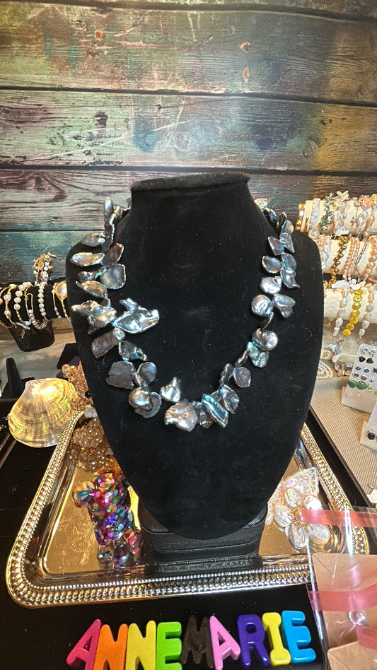 Rare blue baroque petal necklace