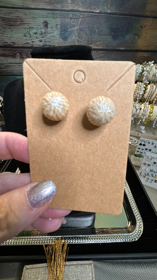Ivory dragon scale stud earrings
