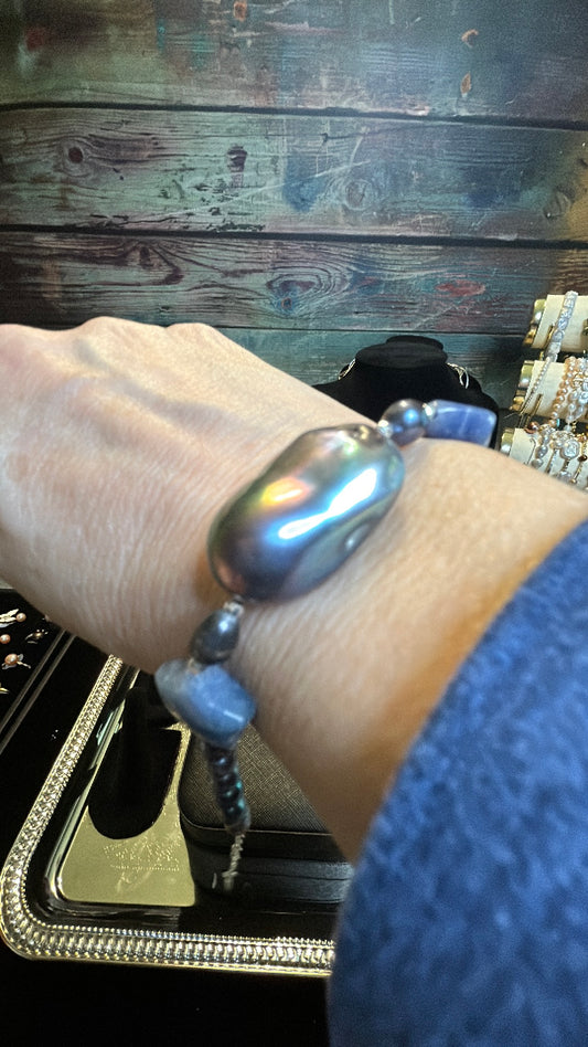 Rare large blue baroque bracelet
