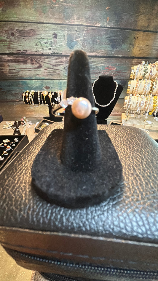 Silver pear ring adjustable