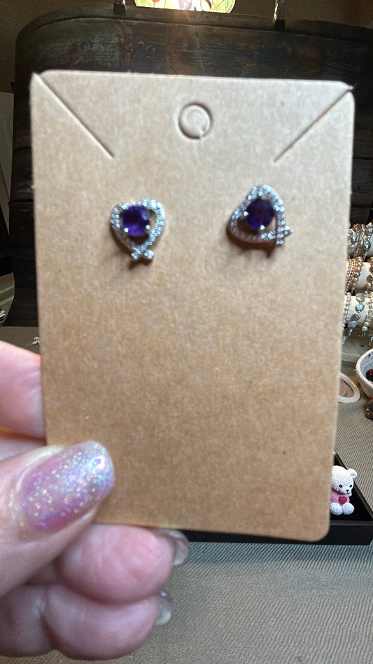 Heart shaped amethyst earrings