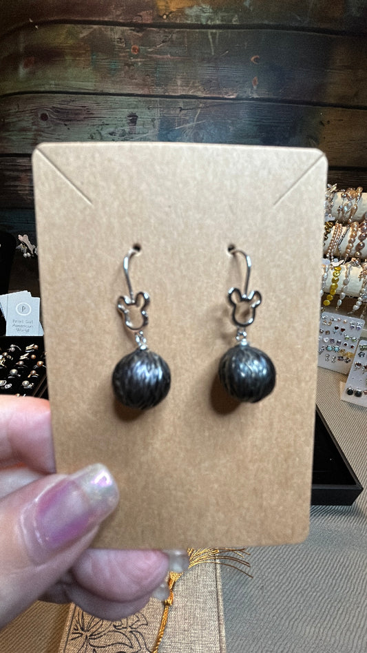 Mickey Mouse black dragon scale earrings