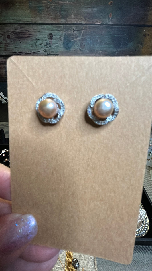 Pink freshwater pearl earrings